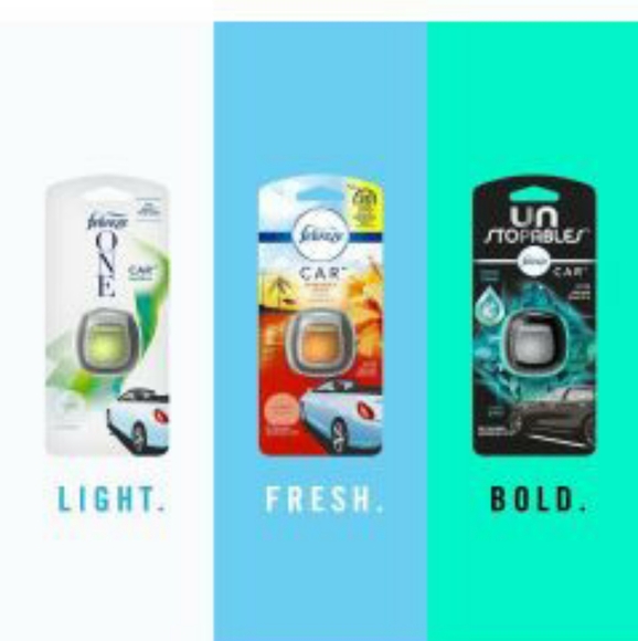 Febreze Odor-Eliminating CarAir Frsner Vent Clip, Platinm.Ice,Gain,Tropical 1ct - Picture 5 of 8